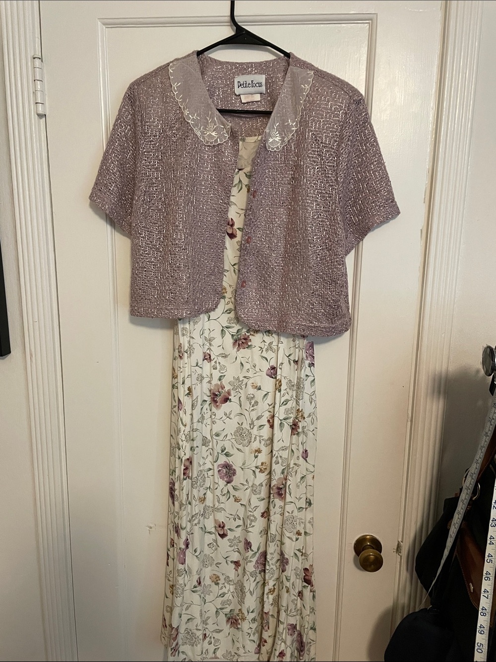 Petite Sophisticate Lavender Knit Bolero with Floral Maxi Dress